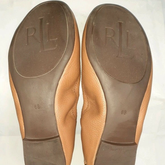 Lauren by Ralph Lauren Leather Ballet Flats w/ Gold Chain 6 Like New Hardly Worn - Picture 3 of 6